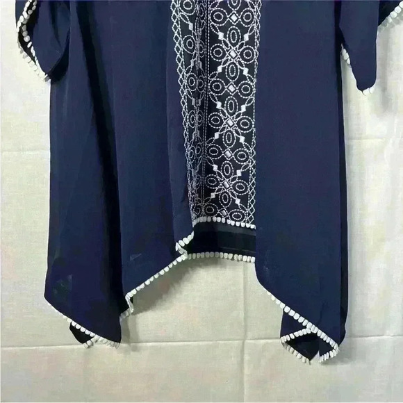 LANDS' END *SMALL 6-8* Navy Blue Beach Swim Cover-Up/Tunic With Embroidery - Picture 7 of 10